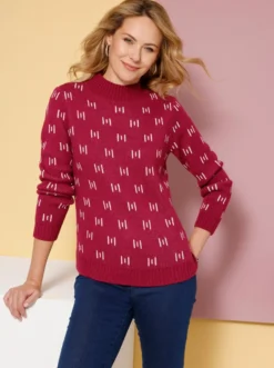 Stehkragenpullover mit Strickmuster