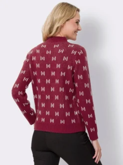 Stehkragenpullover mit Strickmuster