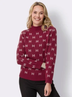 Stehkragenpullover mit Strickmuster