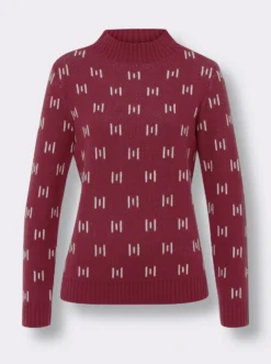 Stehkragenpullover mit Strickmuster
