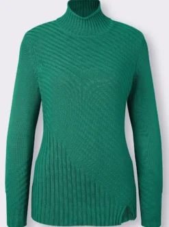 Stehkragenpullover mit Strickmuster