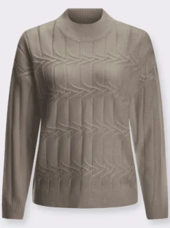 Stehkragenpullover mit Strickmuster