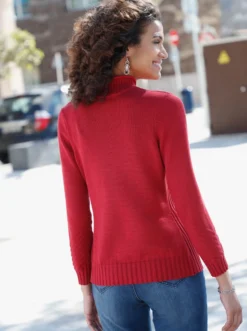 Stehkragenpullover mit Strickmuster