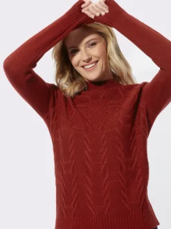 Stehkragenpullover mit Strukturmuster