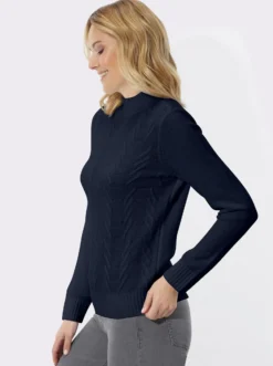 Stehkragenpullover mit Strukturmuster