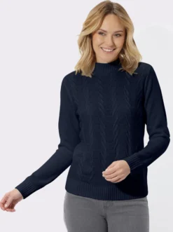 Stehkragenpullover mit Strukturmuster