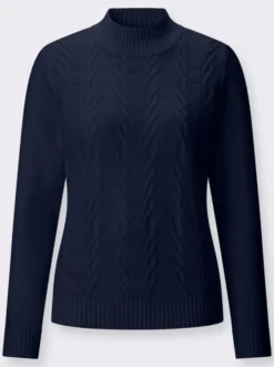 Stehkragenpullover mit Strukturmuster