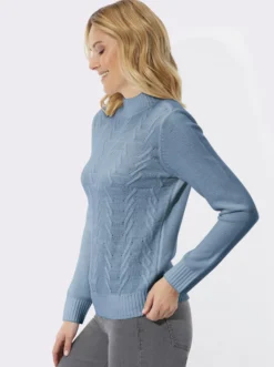 Stehkragenpullover mit Strukturmuster