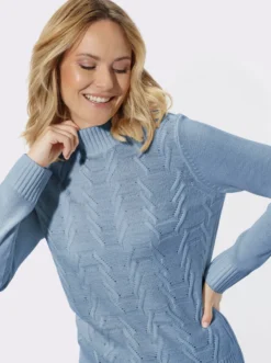 Stehkragenpullover mit Strukturmuster