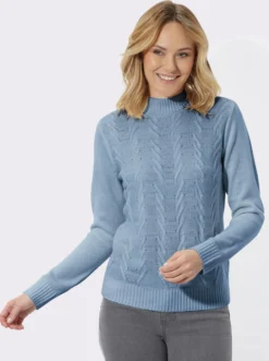 Stehkragenpullover mit Strukturmuster