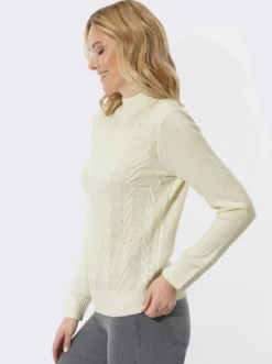 Stehkragenpullover mit Strukturmuster