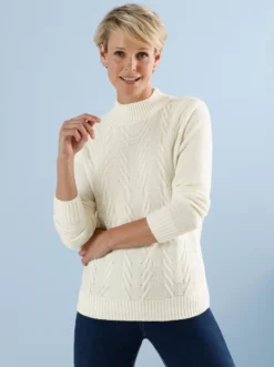 Stehkragenpullover mit Strukturmuster