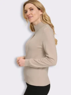 Stehkragenpullover mit Tropfen-Ausschnitt