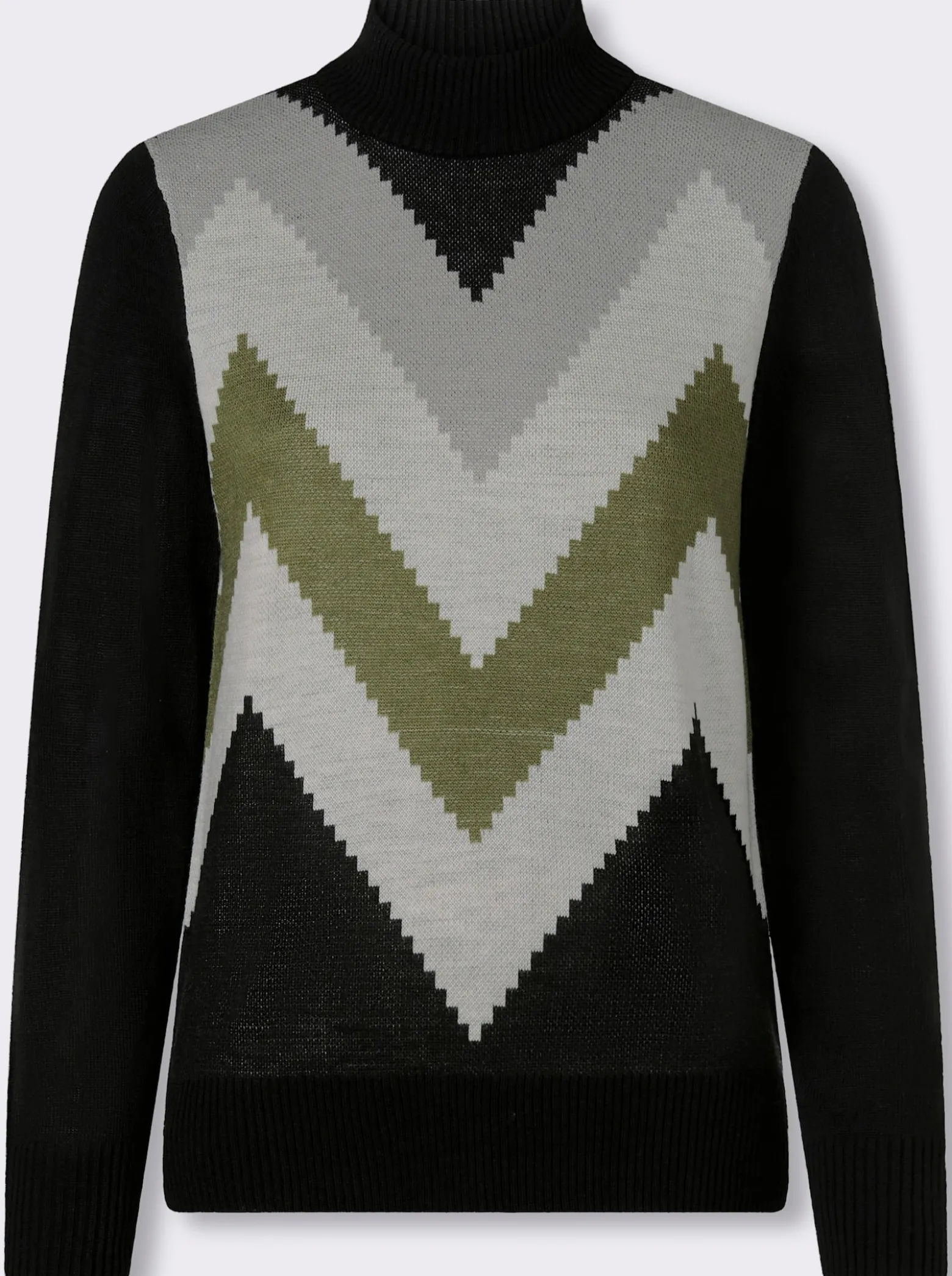 Stehkragenpullover mit Zickzack-Muster