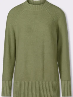 Stehkragenpullover mit Zierknopfleiste hinten
