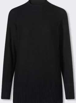 Stehkragenpullover mit Zierknopfleiste hinten