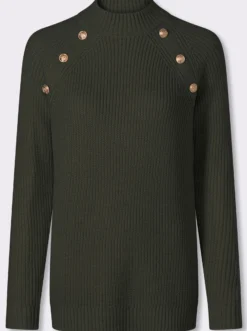 Stehkragenpullover mit Zierknöpfen