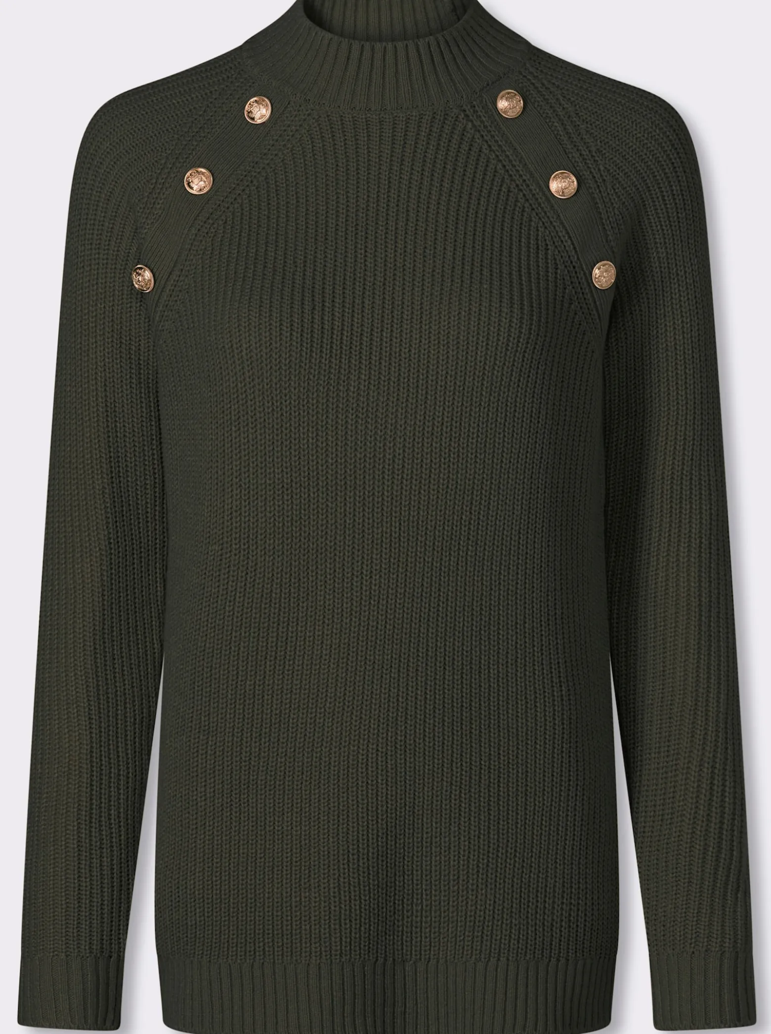 Stehkragenpullover mit Zierknöpfen