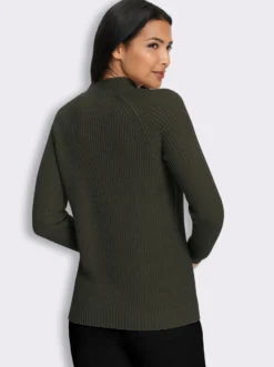 Stehkragenpullover mit Zierknöpfen