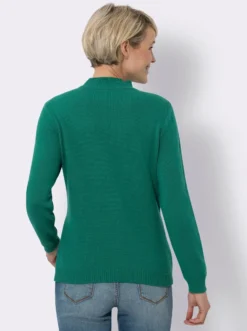Stehkragenpullover mit Zopfmuster
