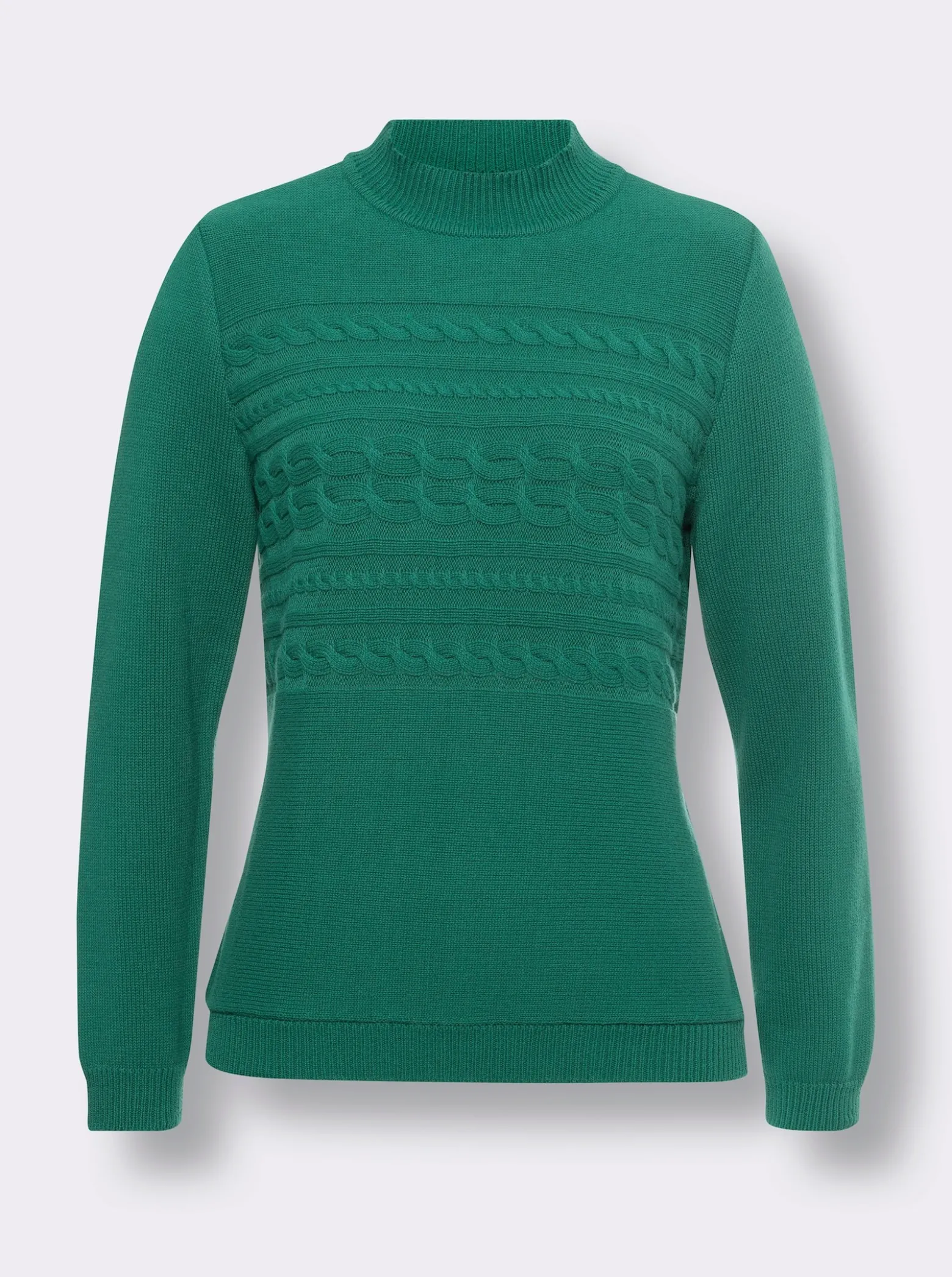 Stehkragenpullover mit Zopfmuster