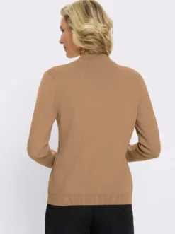 Stehkragenpullover mit Zopfmuster