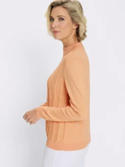 Stehkragenpullover mit Zopfmuster