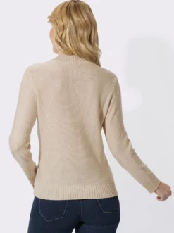 Stehkragenpullover mit Zopfmuster