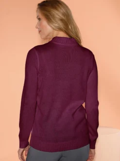 Stehkragenpullover mit Zopfmuster