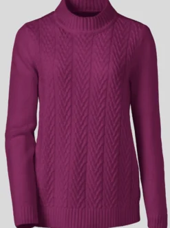 Stehkragenpullover mit Zopfmuster