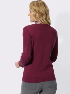 Stehkragenpullover mit Zopfmuster