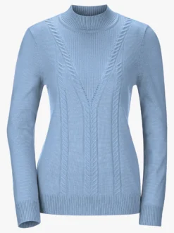 Stehkragenpullover mit Zopfmuster