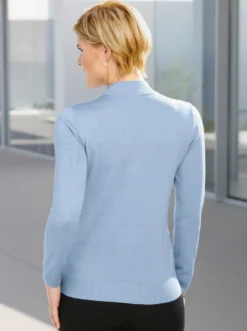 Stehkragenpullover mit Zopfmuster
