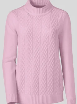 Stehkragenpullover mit Zopfmuster