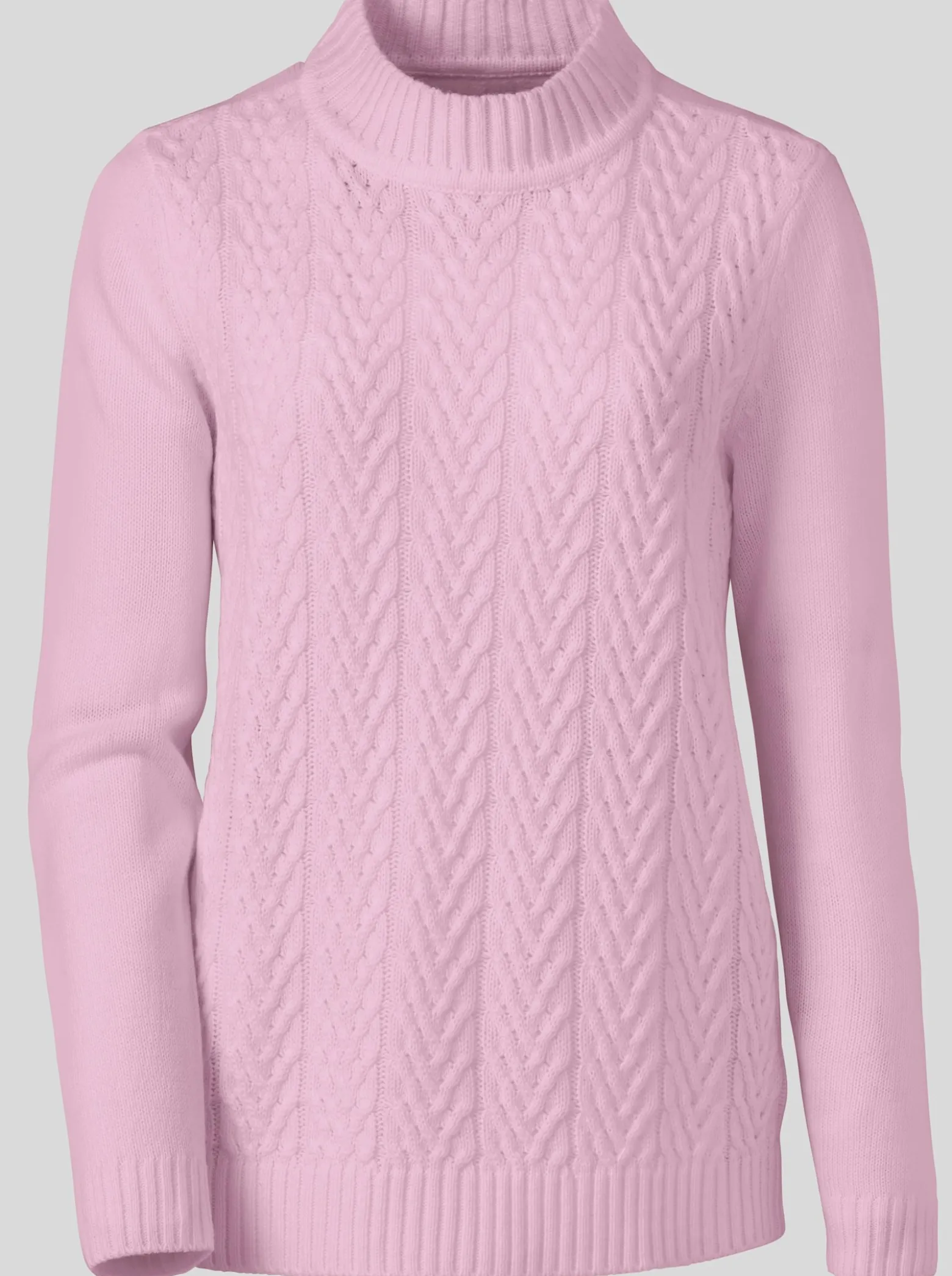 Stehkragenpullover mit Zopfmuster
