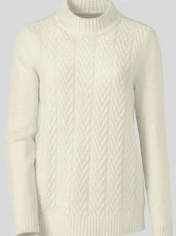 Stehkragenpullover mit Zopfmuster