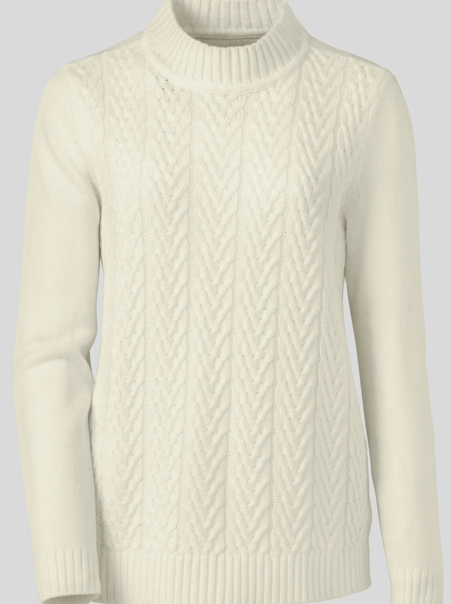 Stehkragenpullover mit Zopfmuster