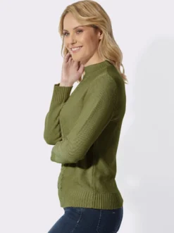Stehkragenpullover mit Zopfmuster