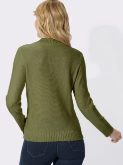 Stehkragenpullover mit Zopfmuster