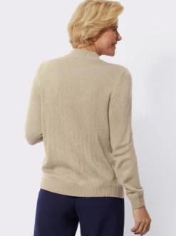 Stehkragenpullover mit Zopfmuster