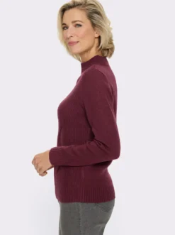 Stehkragenpullover mit Zopfmuster vorne