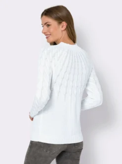 Stehkragenpullover mit Zopfmuster