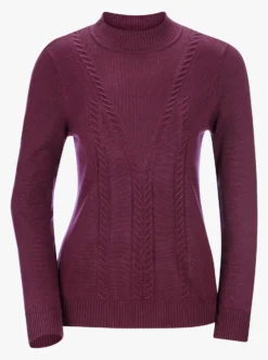 Stehkragenpullover mit Zopfmuster