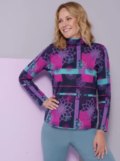 Stehkragenshirt aus reiner Baumwolle