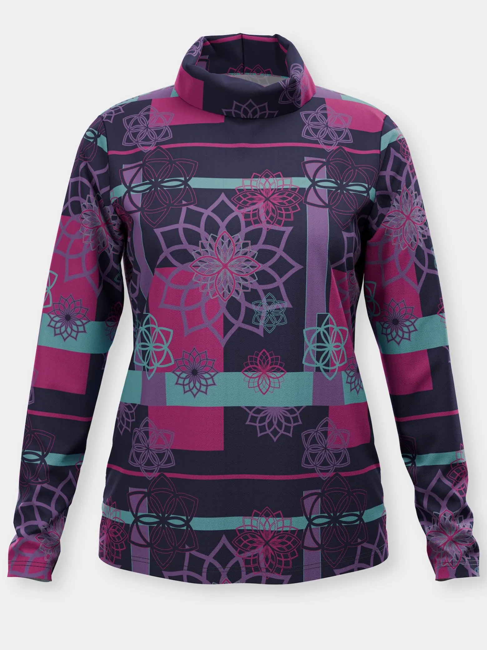 Stehkragenshirt aus reiner Baumwolle