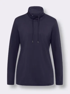 Stehkragenshirt aus reiner Baumwolle