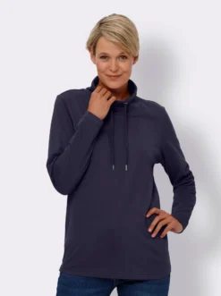 Stehkragenshirt aus reiner Baumwolle
