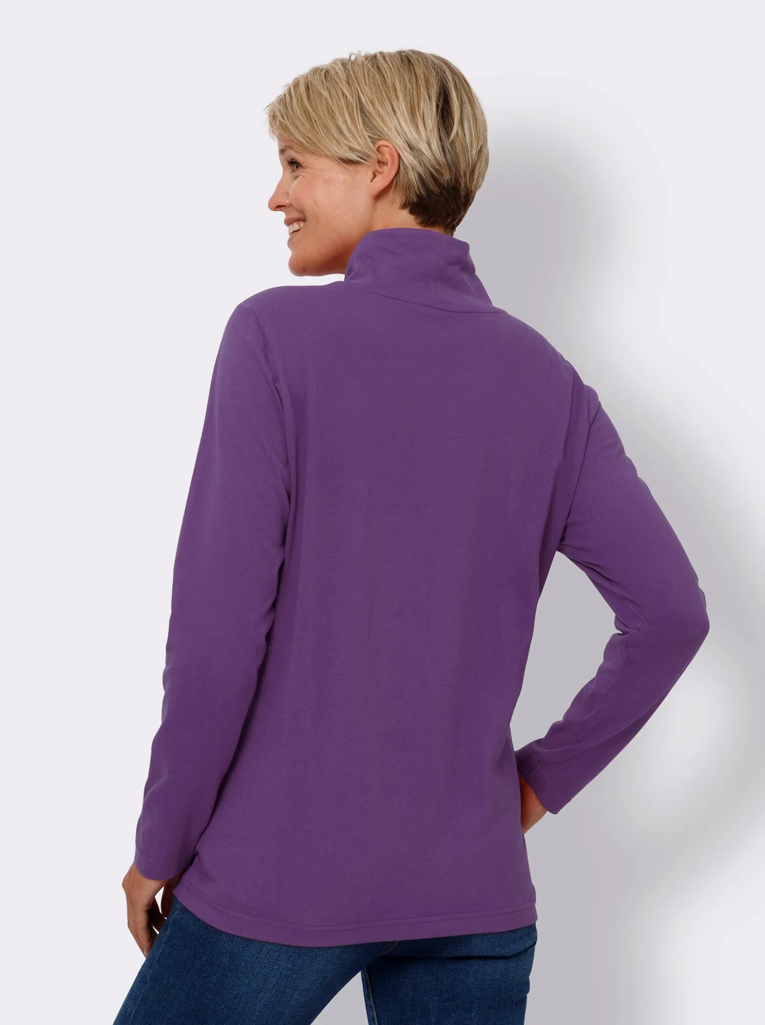 Stehkragenshirt aus reiner Baumwolle