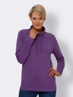 Stehkragenshirt aus reiner Baumwolle