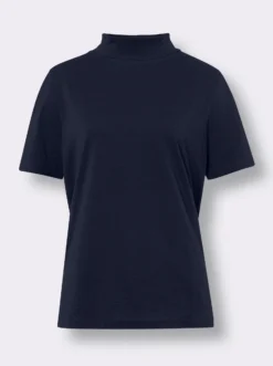 Stehkragenshirt aus reiner Baumwolle